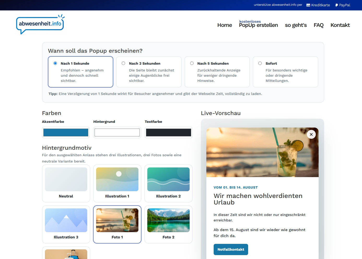 PopUp Generator abwesenheit.info PopUp Generator abwesenheit.info